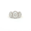 Three Stone Oval Halo Ring