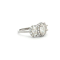Three Stone Oval Halo Ring