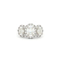 Three Stone Oval Halo Ring