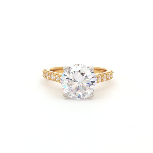 Large Round Solitaire with Brilliant cut stones on Band