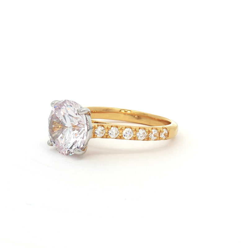Large Round Solitaire with Brilliant cut stones on Band