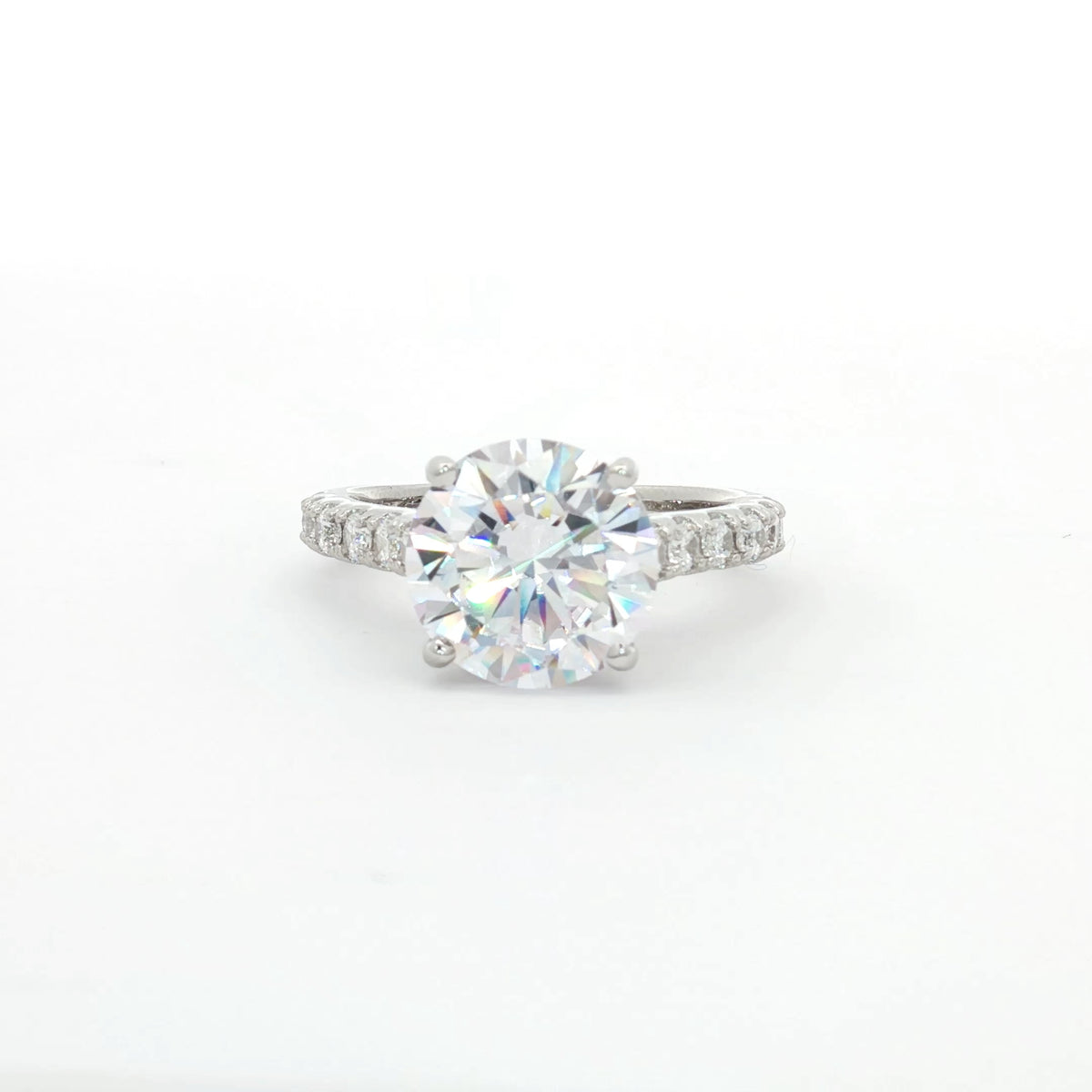 Large Round Solitaire with Brilliant cut stones on Band