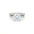 Large Round Solitaire with Brilliant cut stones on Band with matching half band