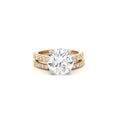 Large Round Solitaire with Brilliant cut stones on Band with matching half band