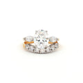 Oval Cut Ring with Marquise Side Stones and Seven Stone Curved Band