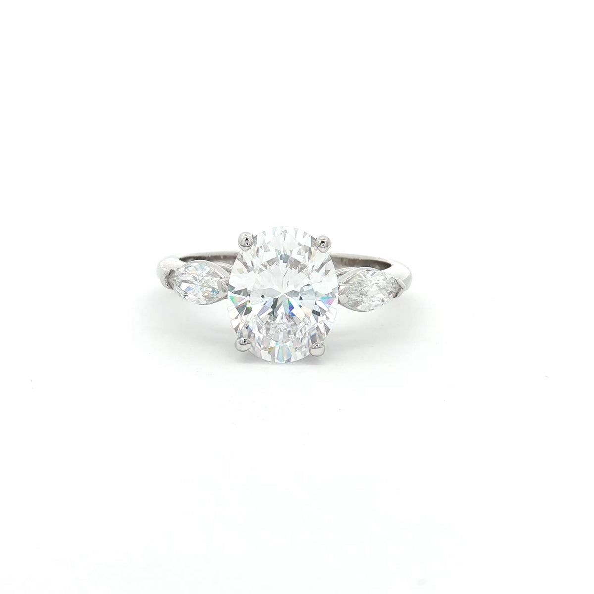 Oval Cut Ring with Marquise Side Stones