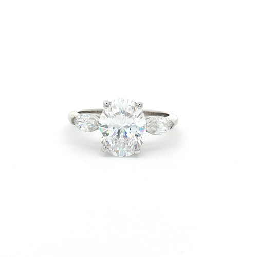 Oval Cut Ring with Marquise Side Stones