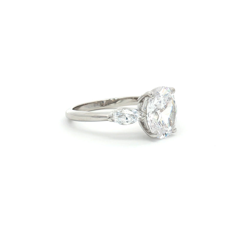 Oval Cut Ring with Marquise Side Stones