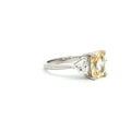 Emerald Cut Three Stone Ring with Pear Side Stones and Yellow Centre Stone