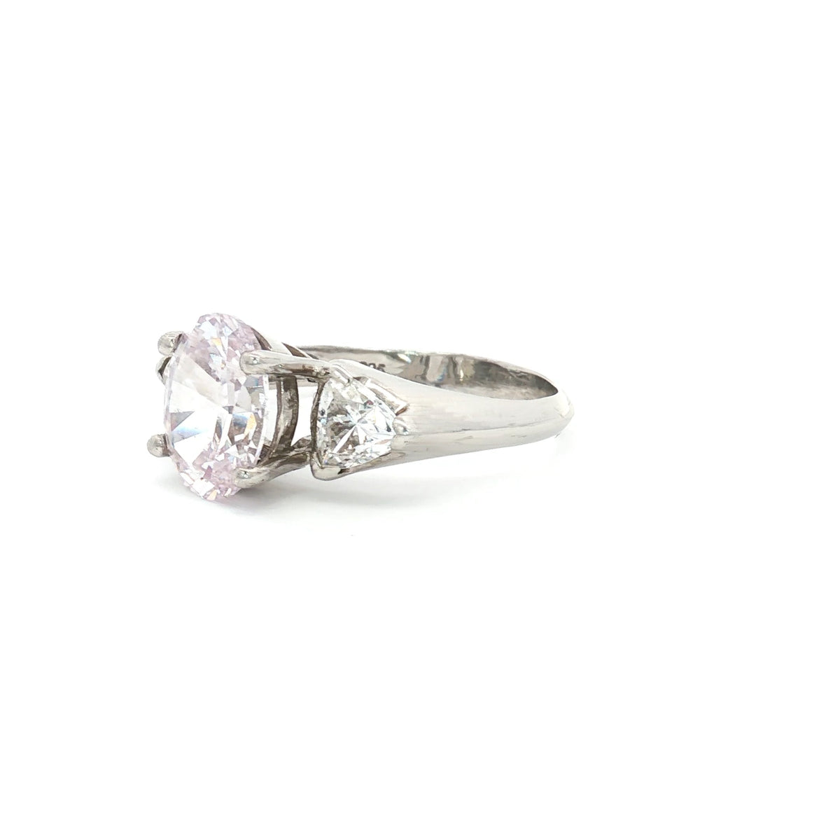 Oval Cut Ring with Trillion Side Stones