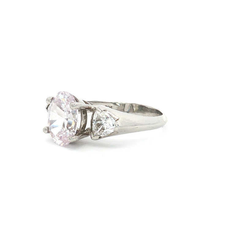 Oval Cut Ring with Trillion Side Stones
