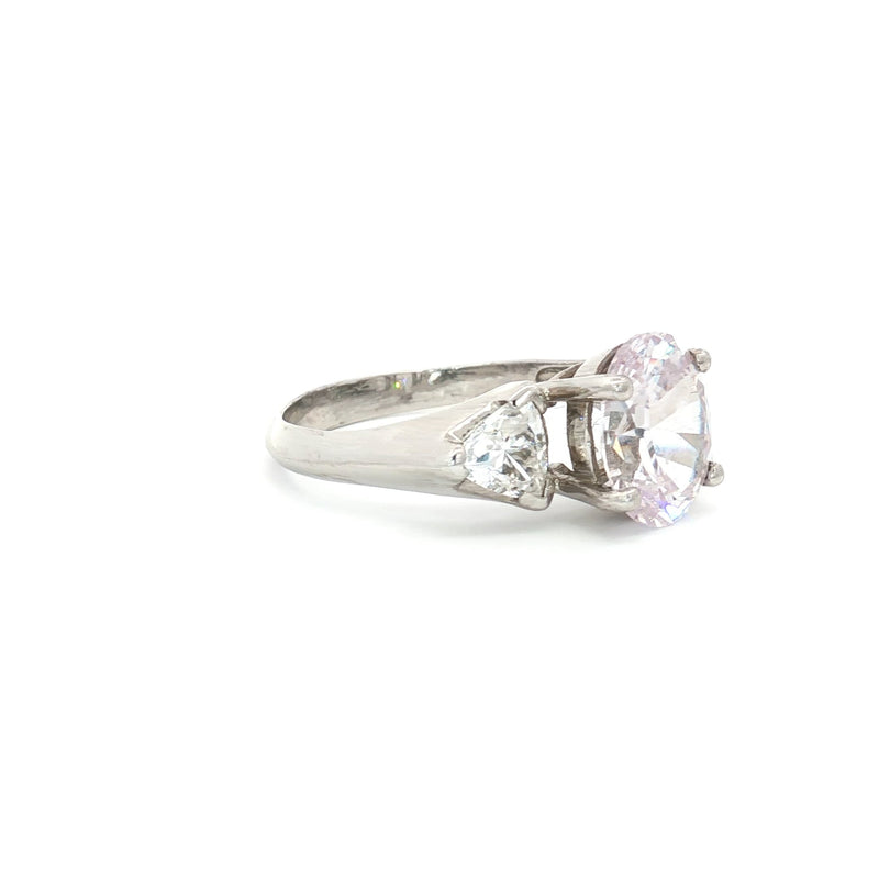 Oval Cut Ring with Trillion Side Stones