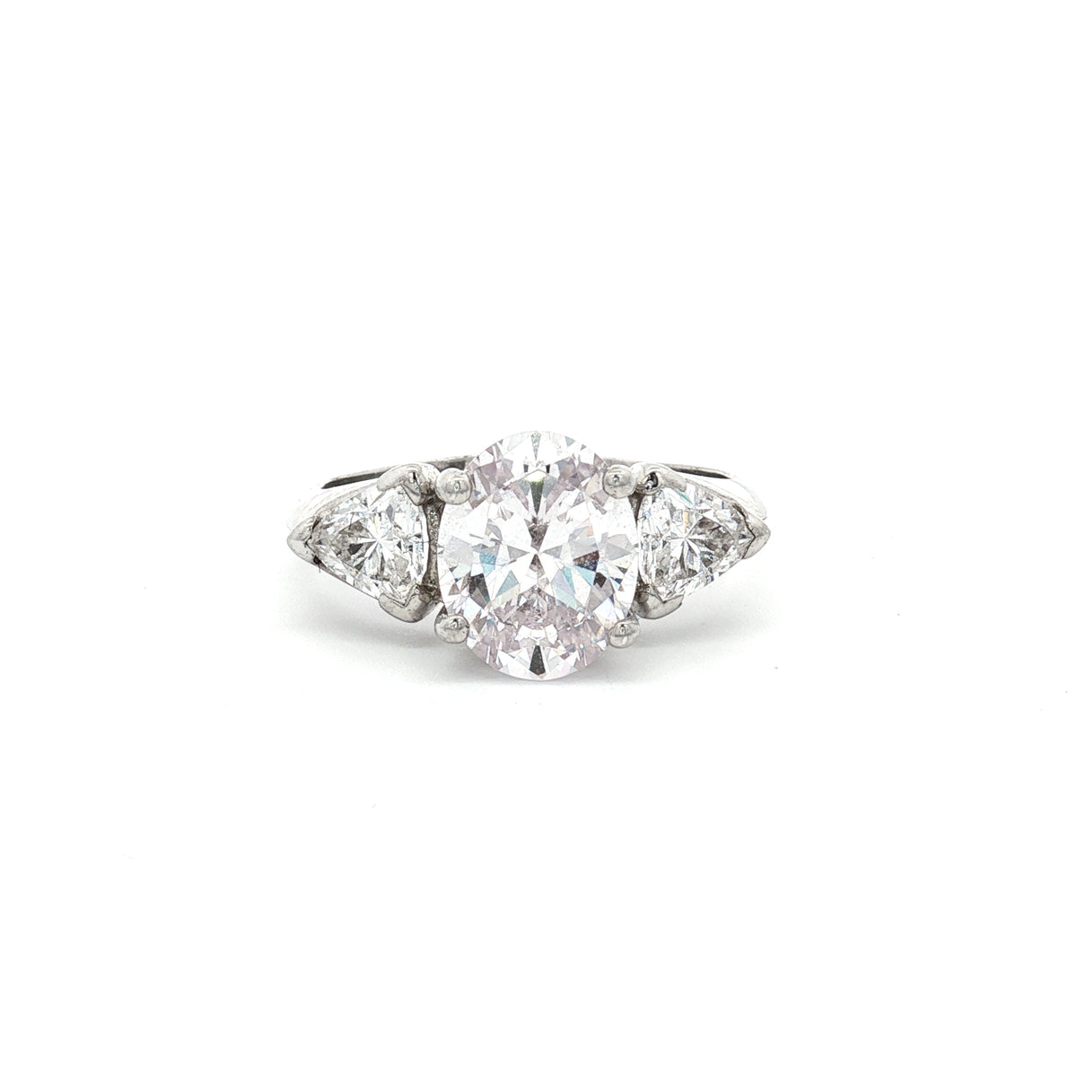 Oval Cut Ring with Trillion Side Stones