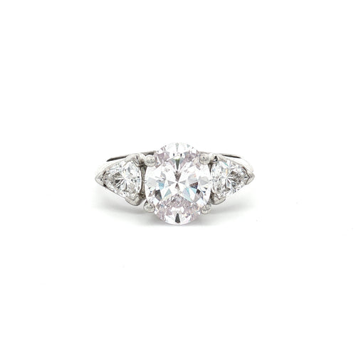 Oval Cut Ring with Trillion Side Stones