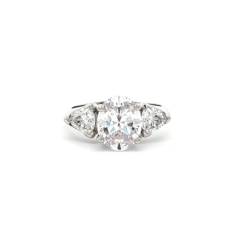 Oval Cut Ring with Trillion Side Stones