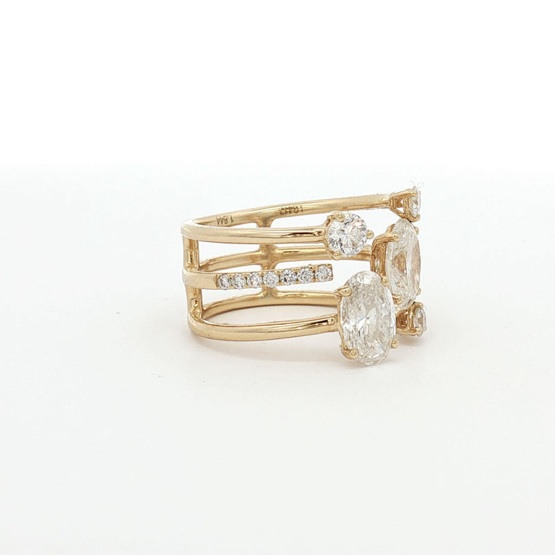 New Multi Stone Ring Cuff Ring in Yellow