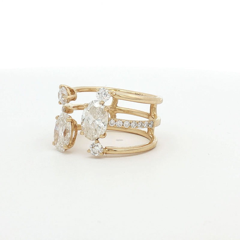 New Multi Stone Ring Cuff Ring in Yellow