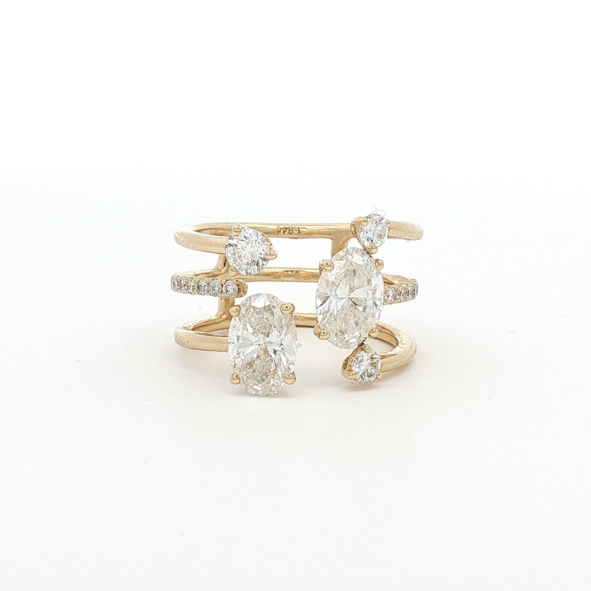New Multi Stone Ring Cuff Ring in Yellow