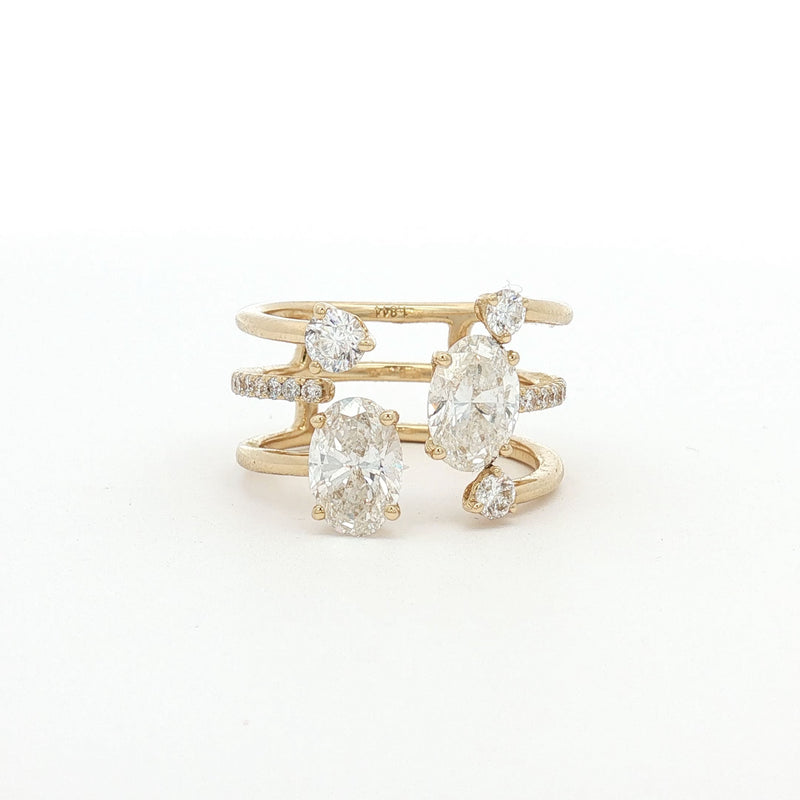 New Multi Stone Ring Cuff Ring in Yellow