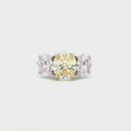 Large Three Stone Oval Ring with Yellow Centre Stone