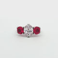 Oval Cut Ring with Two Ruby Brilliant Side Stone