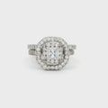 Asscher Cut Double Halo Ring and Brilliant Cut Matching Band