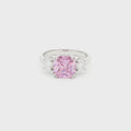 The Meghan Three Stone Ring with Pink Centre Stone