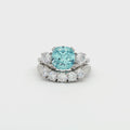 The Meghan Aqua Maine Three Stone Ring and Five Stone Curved Band