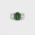 Large Three Stone Oval with Emerald Centre Stone