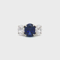 Large Three Stone Oval with Sapphire Centre Stone