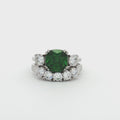 The Meghan Emerald Three Stone Ring and Five Stone Curved Band