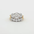Oval Cut Three Stone Ring and Five Stone Curved Band in Yellow