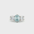 Oval Cut Ring with Two Brilliant Side Stones with Aqua Marine Centre Stone