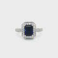 Emerald Cut Halo with Sapphire Stone