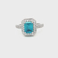 Emerald Cut Halo with Topaz stone