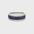 Baguette & Brilliant Cut Half Eternity Band (narrow band) with Sapphire Centre Stone