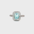 Emerald Cut Halo with Aqua Marine Stone
