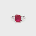 Radiant and Trillion Cut Ring with Ruby Stone