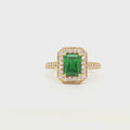 Emerald Cut Halo with Emerald Stone in Yellow