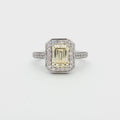 Emerald Cut Halo with Yellow Stone