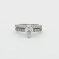 Teardrop Cut Solitaire Ring with Pave Setting and Half Eternity Band