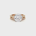 Large Round Solitaire with Brilliant cut stones on Band with matching half band