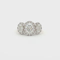 Three Stone Oval Halo Ring