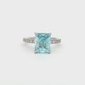 Radiant Cut Ring with Aqua Marine