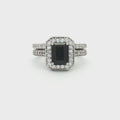 Emerald Cut Black colour Halo with  Matching Band