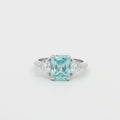 Radiant and Trillion Cut Ring with Aqua Marine Stone