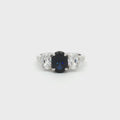 Oval Cut Three Stone Ring with Sapphire Centre Stone