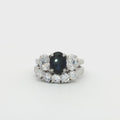 Oval Cut Three Stone Sapphire Ring and Five Stone Curved Band
