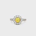 Halo Setting Ring with Small Brilliants with Yellow Centre Stone