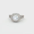 Cushion Double Cut Halo Ring and Brilliant Cut Matching Band